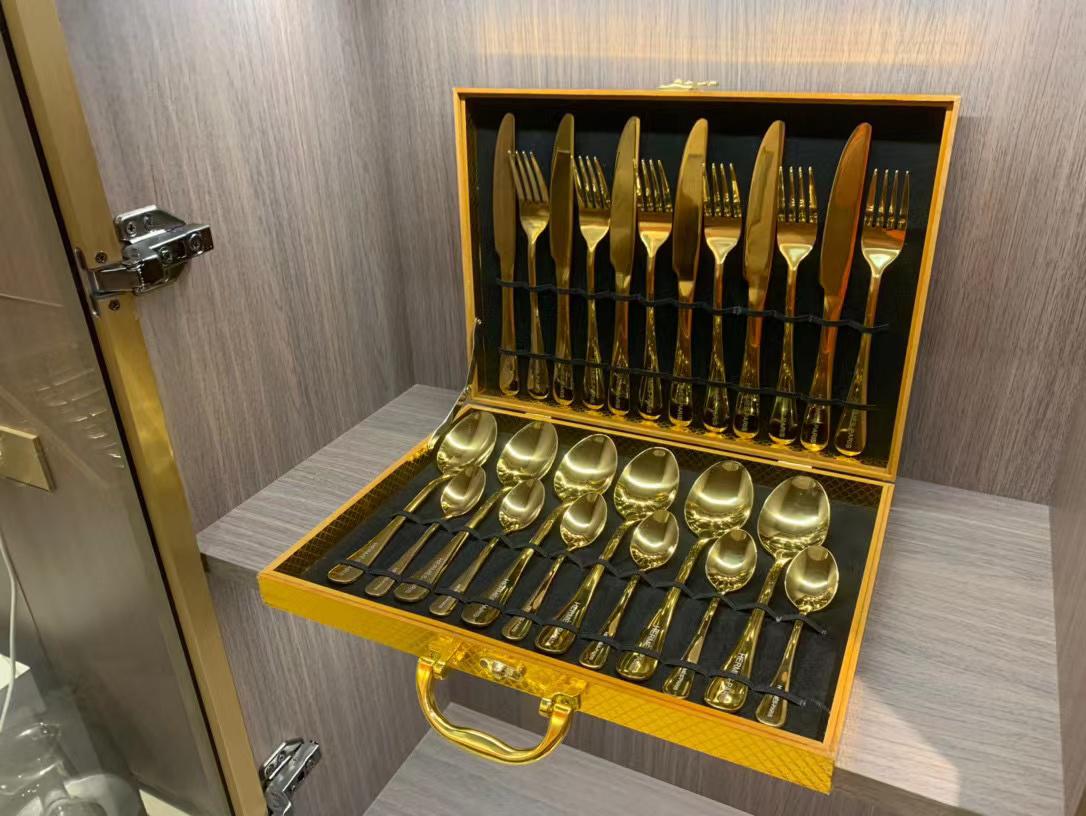 Gold Cutlery Set 24pcs Gold Plated Cutlery Set with Box